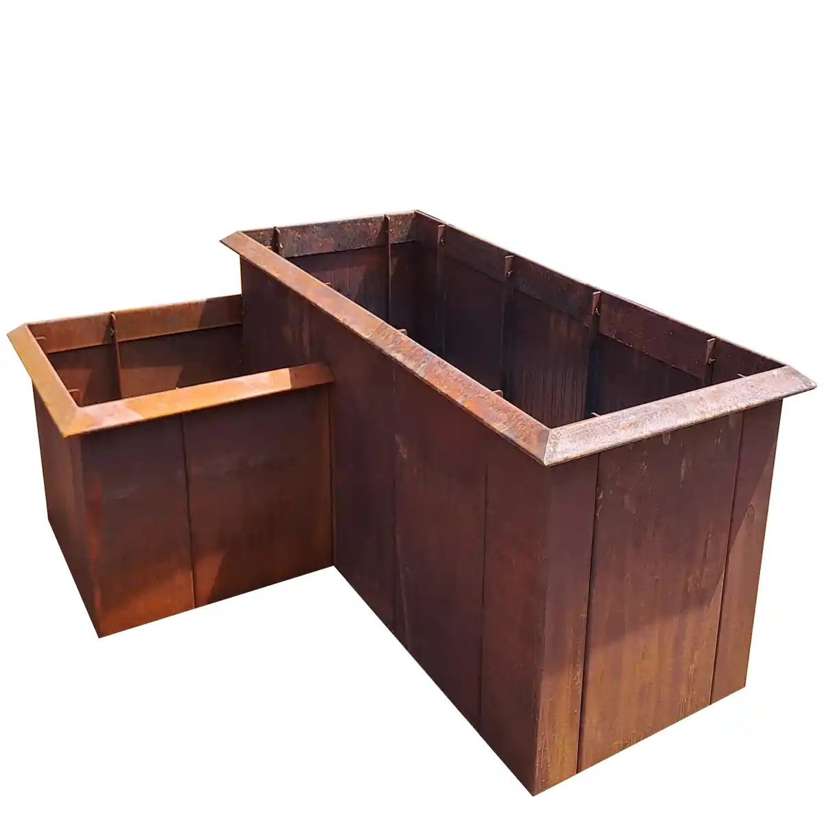 Produktbild Edelrost Hochbeete aus Cortenstahl in modularer Bauweise, weisser Hintergrund