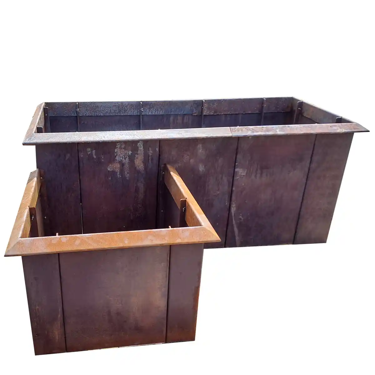 Produktbild Edelrost Hochbeete aus Cortenstahl in modularer Bauweise, weisser Hintergrund