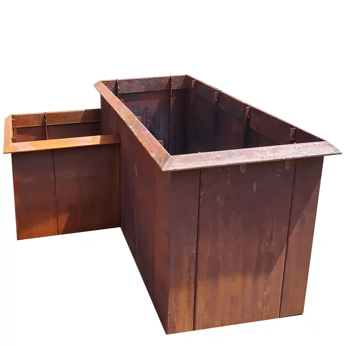 Produktbild Edelrost Hochbeete aus Cortenstahl in modularer Bauweise, weisser Hintergrund