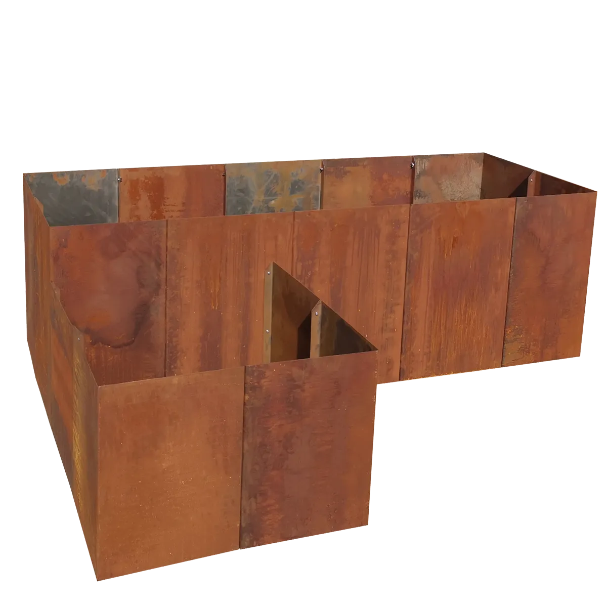 Produktbild Edelrost Hochbeete aus Cortenstahl in modularer Bauweise, weisser Hintergrund