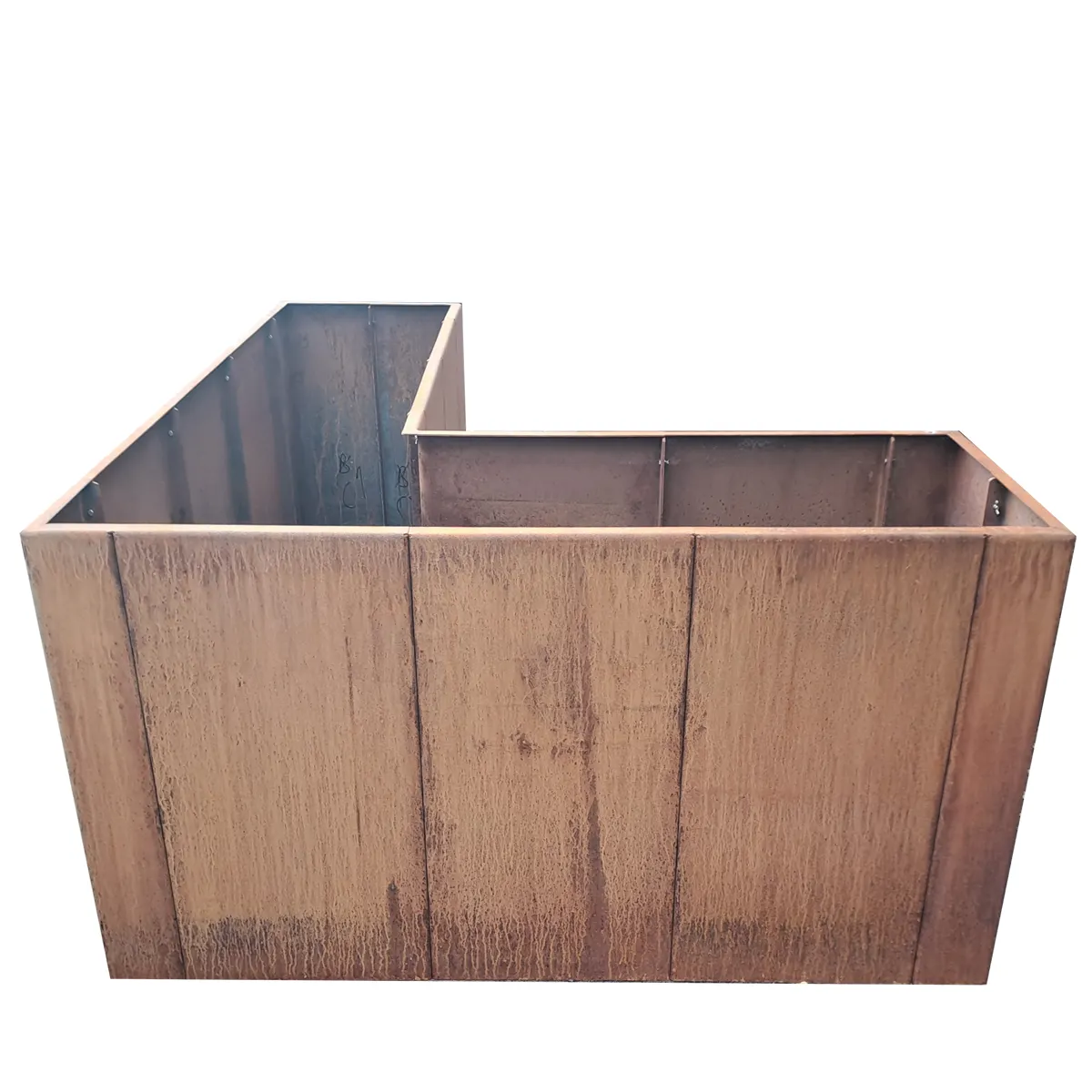 Produktbild Edelrost Hochbeete aus Cortenstahl in modularer Bauweise, weisser Hintergrund