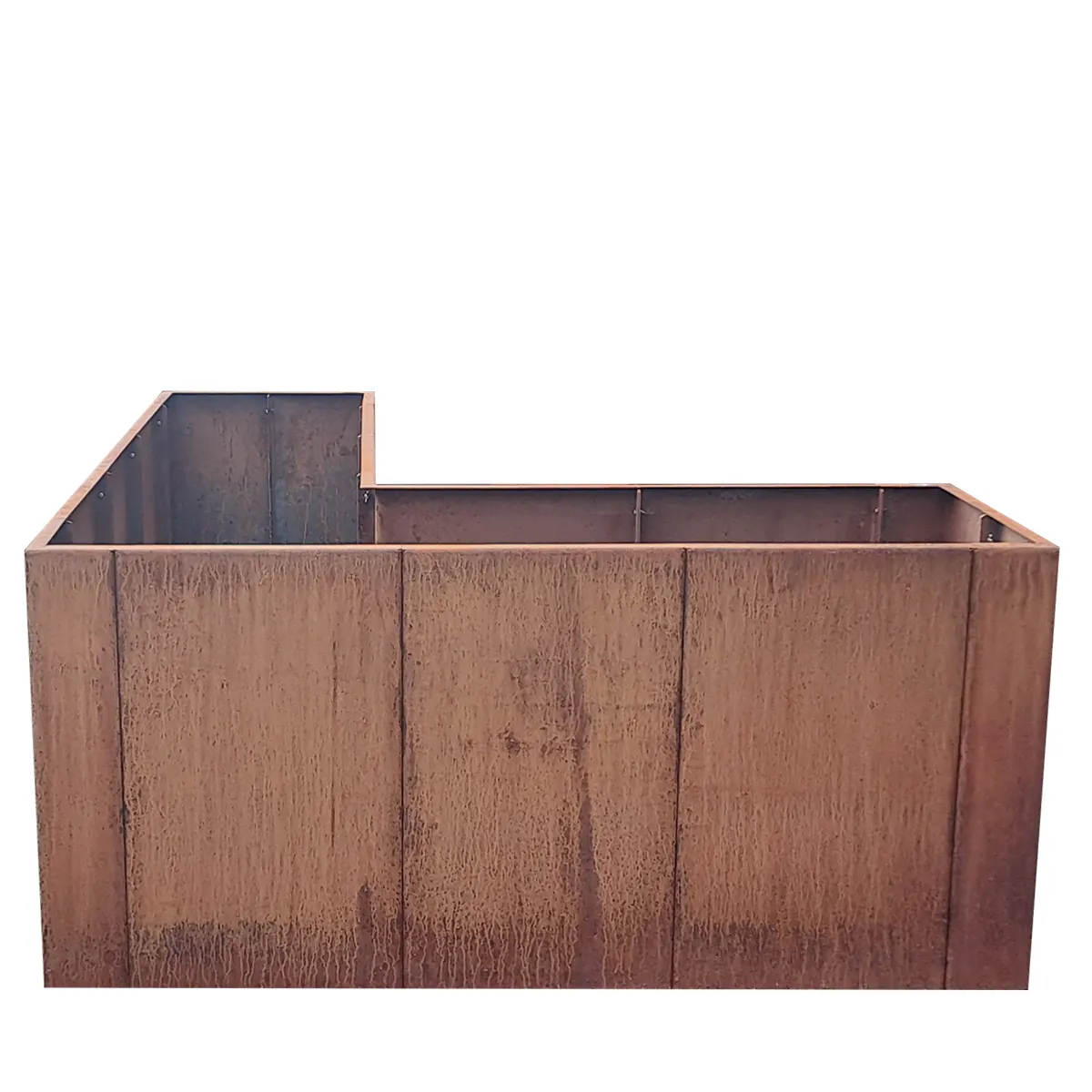 Produktbild Edelrost Hochbeete aus Cortenstahl in modularer Bauweise, weisser Hintergrund