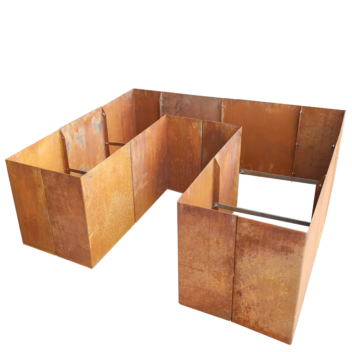 Produktbild Edelrost Hochbeete aus Cortenstahl in modularer Bauweise, weisser Hintergrund