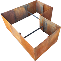 Cortenstahl Hochbeet in der Größe 150x60x150x60x80cm