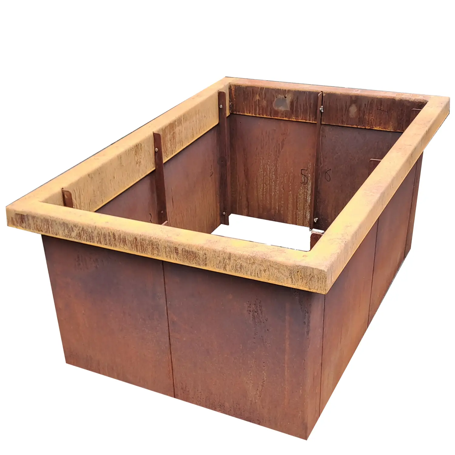 Produktbild Edelrost Hochbeete aus Cortenstahl in modularer Bauweise, weisser Hintergrund