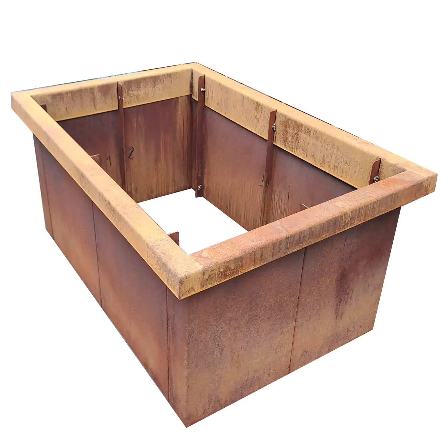 Produktbild Edelrost Hochbeete aus Cortenstahl in modularer Bauweise, weisser Hintergrund