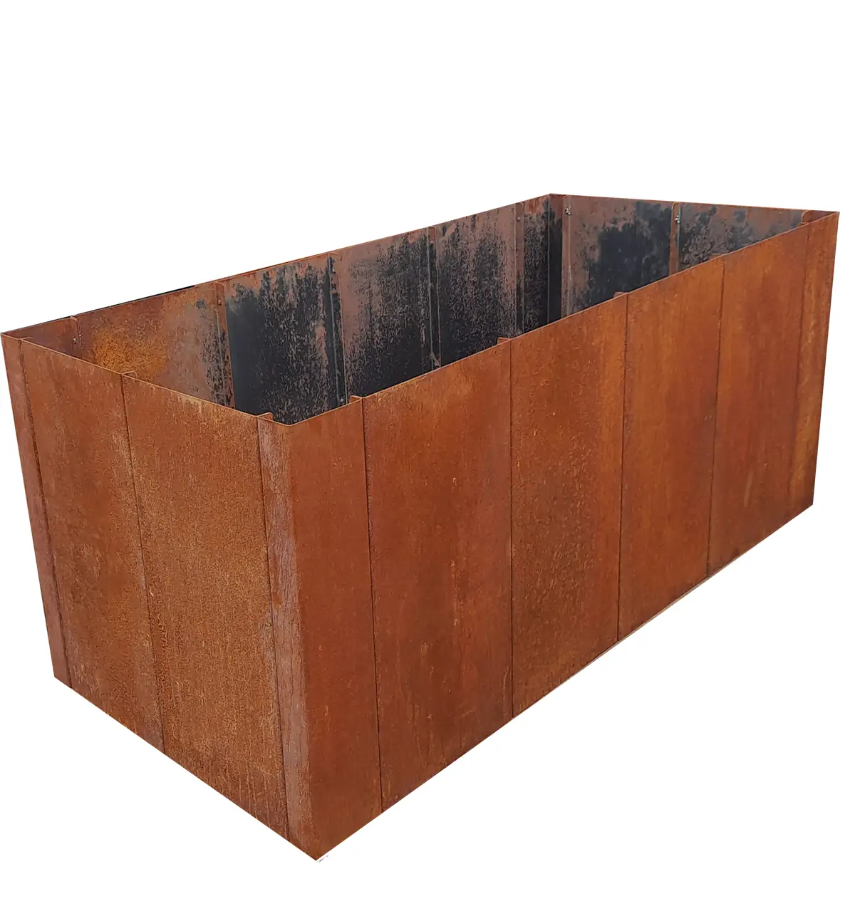 Produktbild Edelrost Hochbeete aus Cortenstahl in modularer Bauweise, weisser Hintergrund