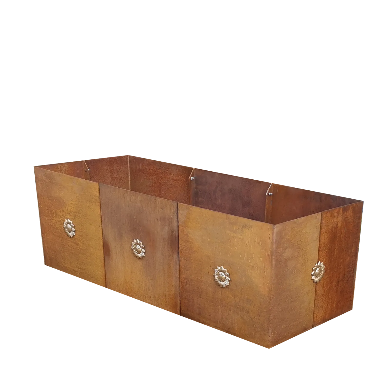 Produktbild Edelrost Hochbeete aus Cortenstahl in modularer Bauweise, weisser Hintergrund