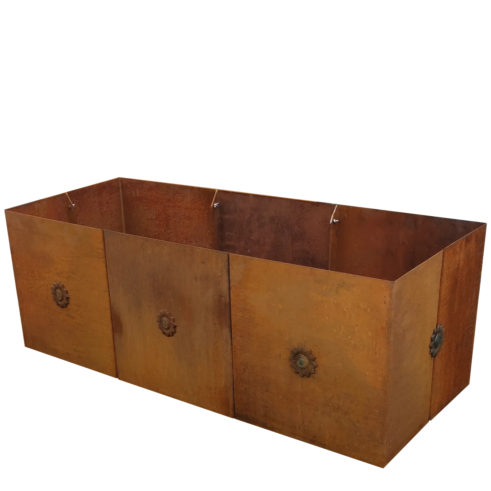 Produktbild Edelrost Hochbeete aus Cortenstahl in modularer Bauweise, weisser Hintergrund