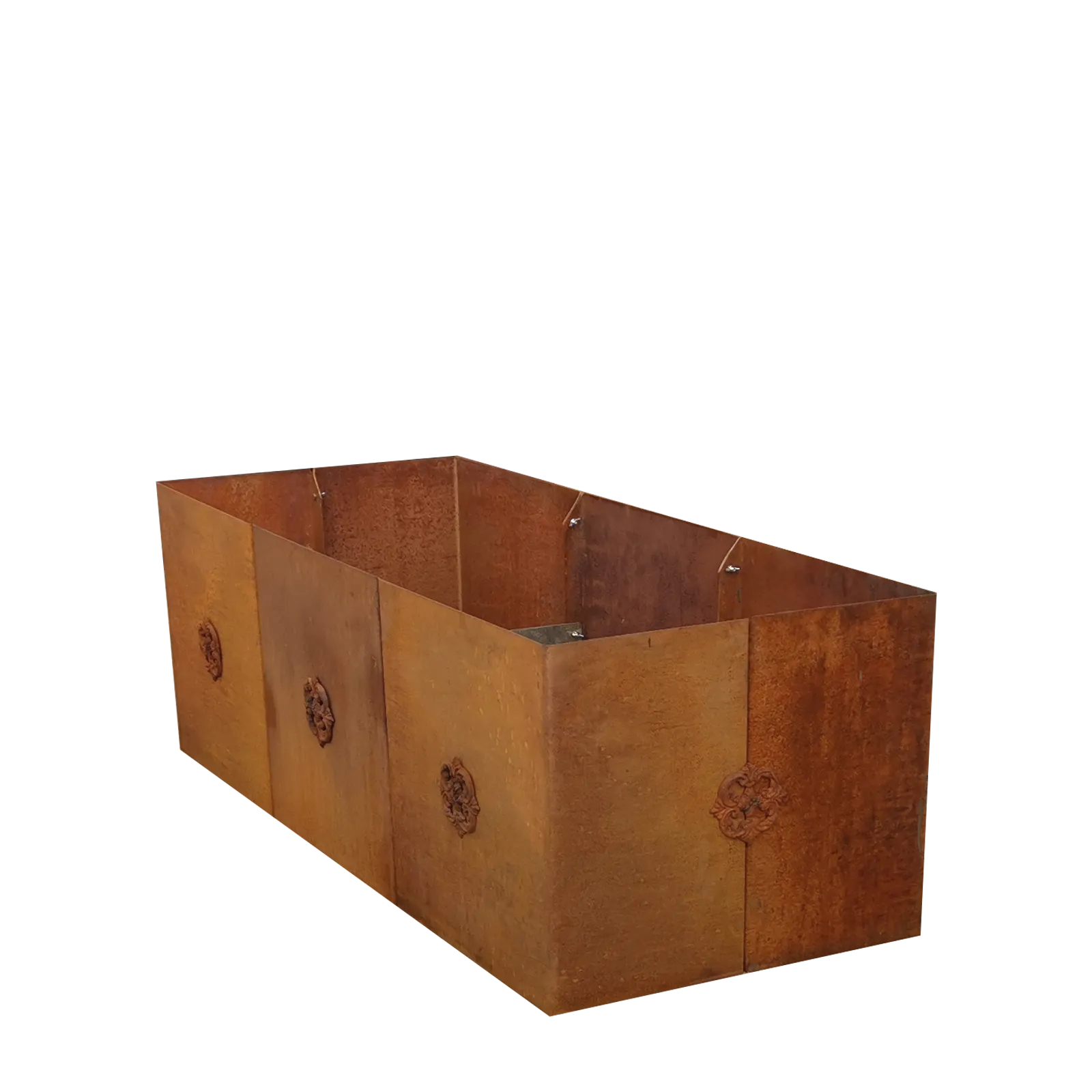 Produktbild Edelrost Hochbeete aus Cortenstahl in modularer Bauweise, weisser Hintergrund