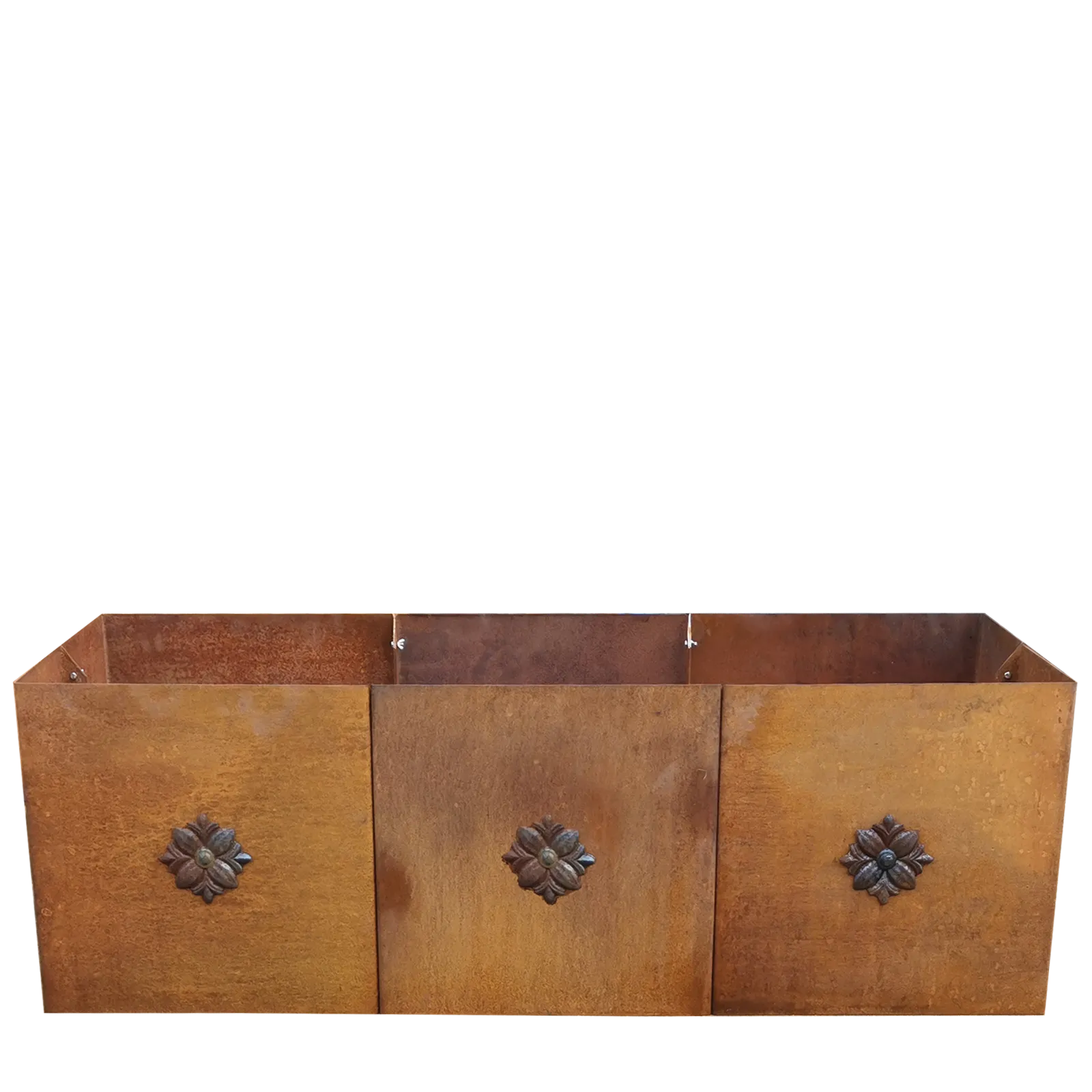 Produktbild Edelrost Hochbeete aus Cortenstahl in modularer Bauweise, weisser Hintergrund