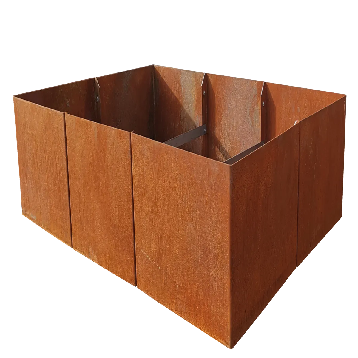 Produktbild Edelrost Hochbeete aus Cortenstahl in modularer Bauweise, weisser Hintergrund