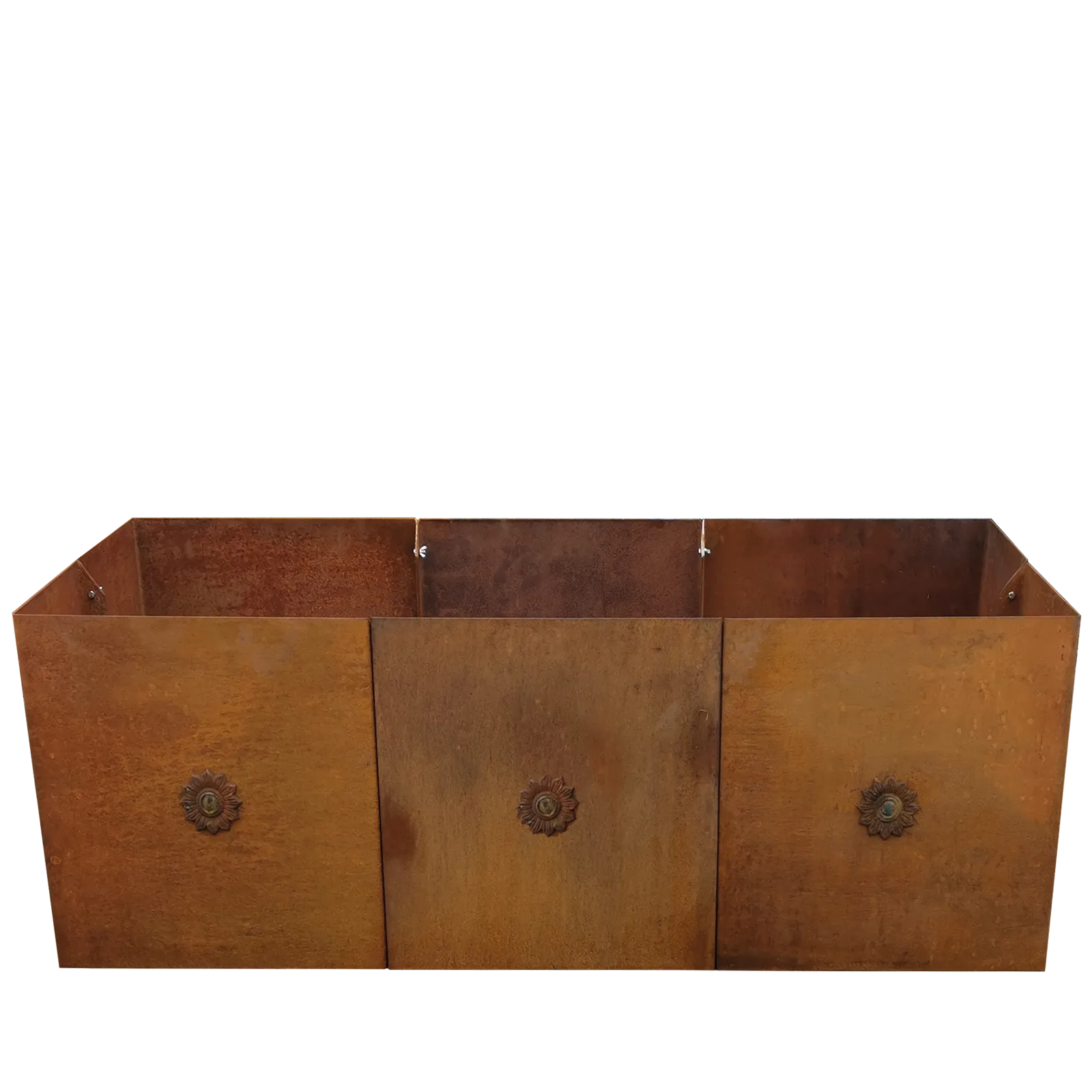 Produktbild Edelrost Hochbeete aus Cortenstahl in modularer Bauweise, weisser Hintergrund