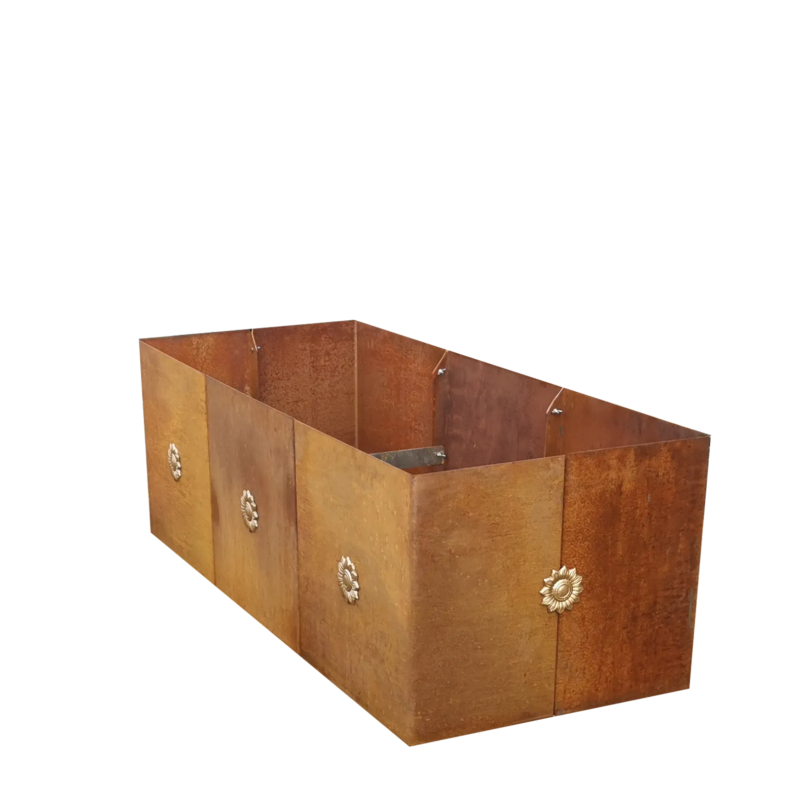 Produktbild Edelrost Hochbeete aus Cortenstahl in modularer Bauweise, weisser Hintergrund