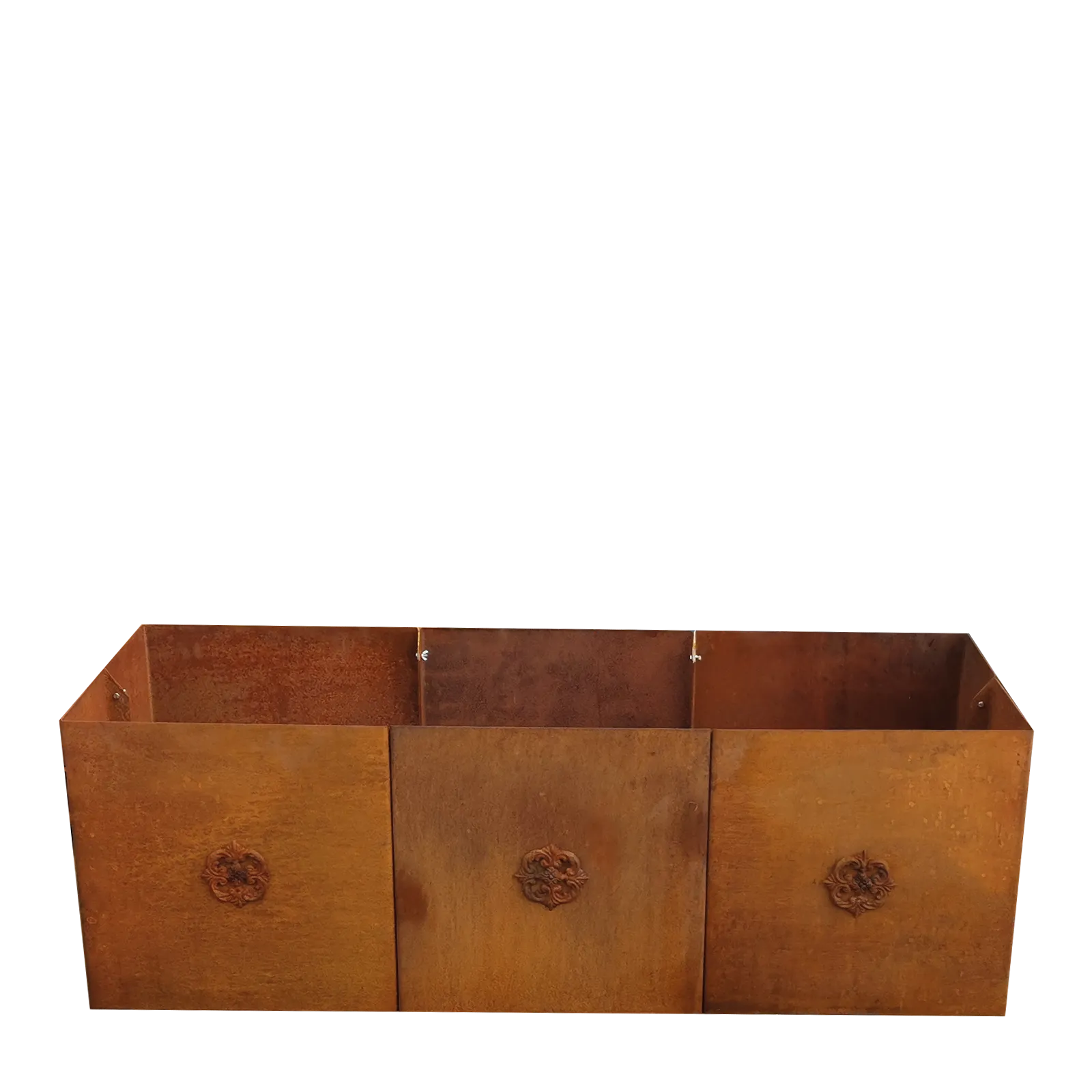 Produktbild Edelrost Hochbeete aus Cortenstahl in modularer Bauweise, weisser Hintergrund