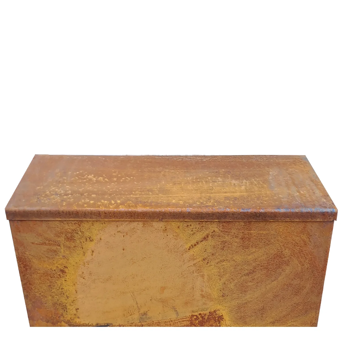 Produktbild Raumteiler aus Cortenstahl in modularer Bauweise, weisser Hintergrund