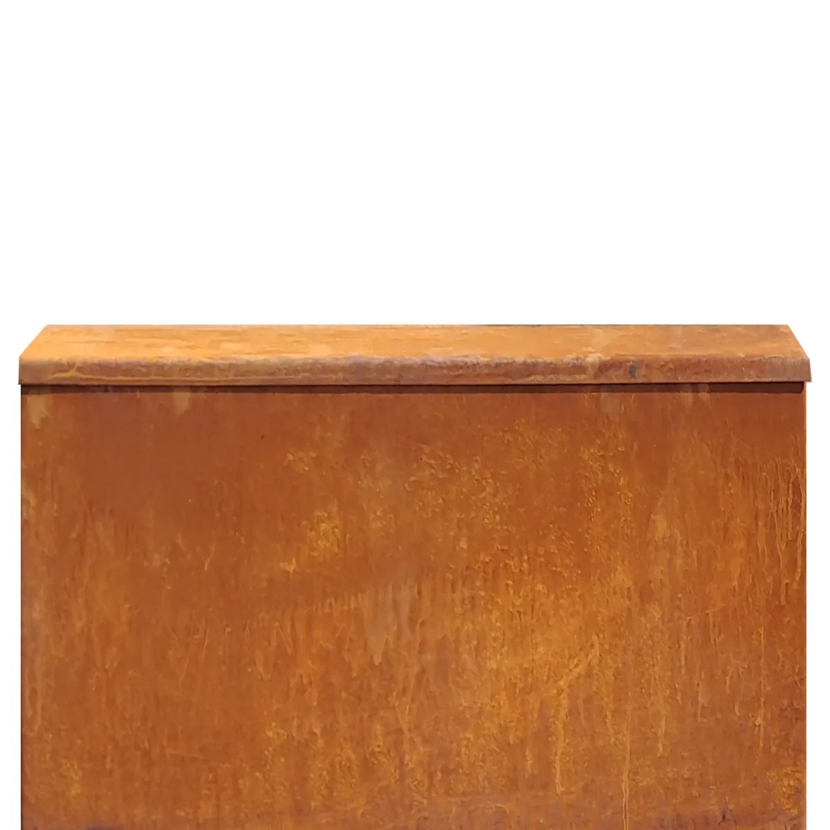 Produktbild Raumteiler aus Cortenstahl in modularer Bauweise, weisser Hintergrund