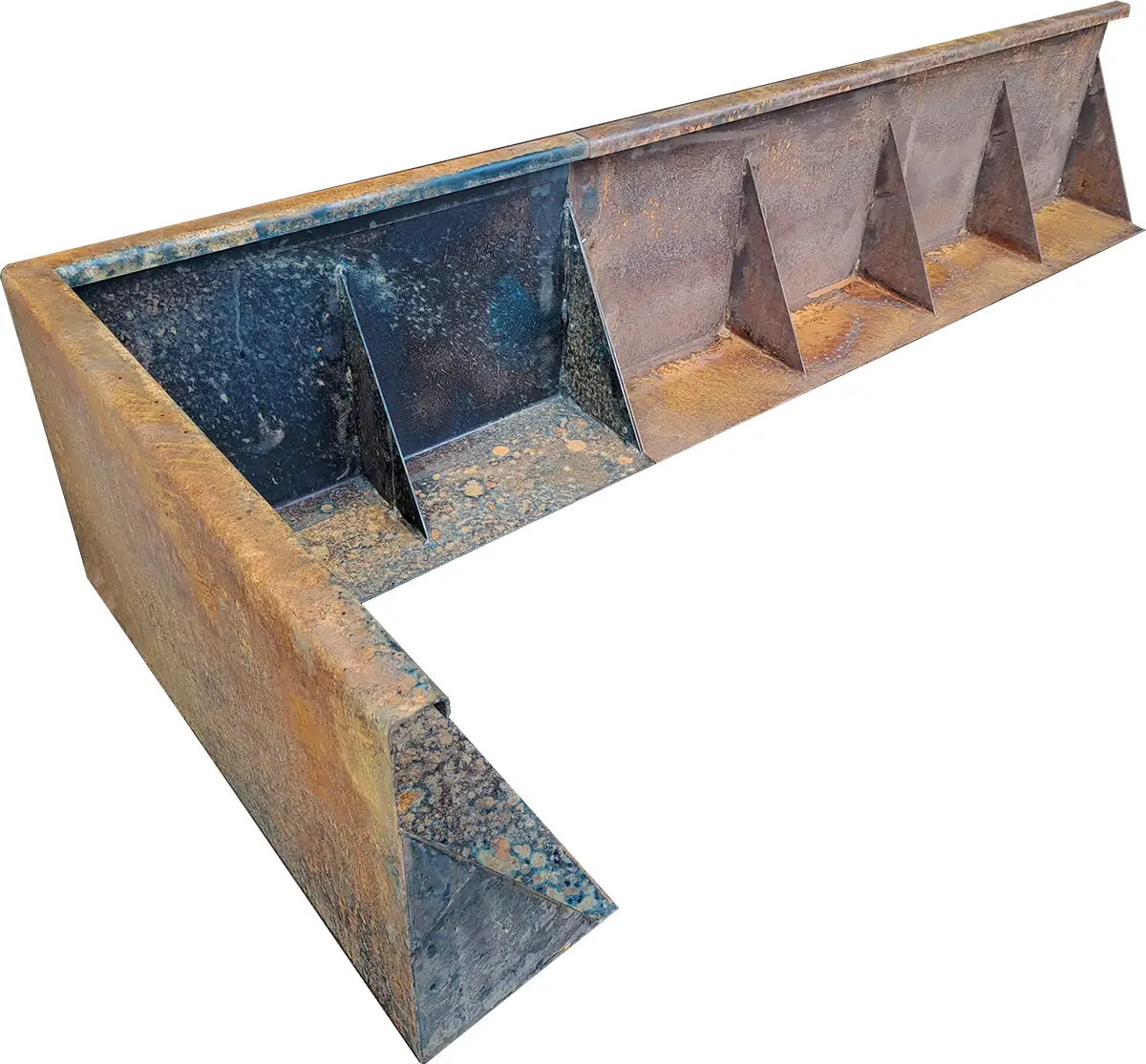 Produktbild Stützmauer aus Cortenstahl in modularer Bauweise, weisser Hintergrund