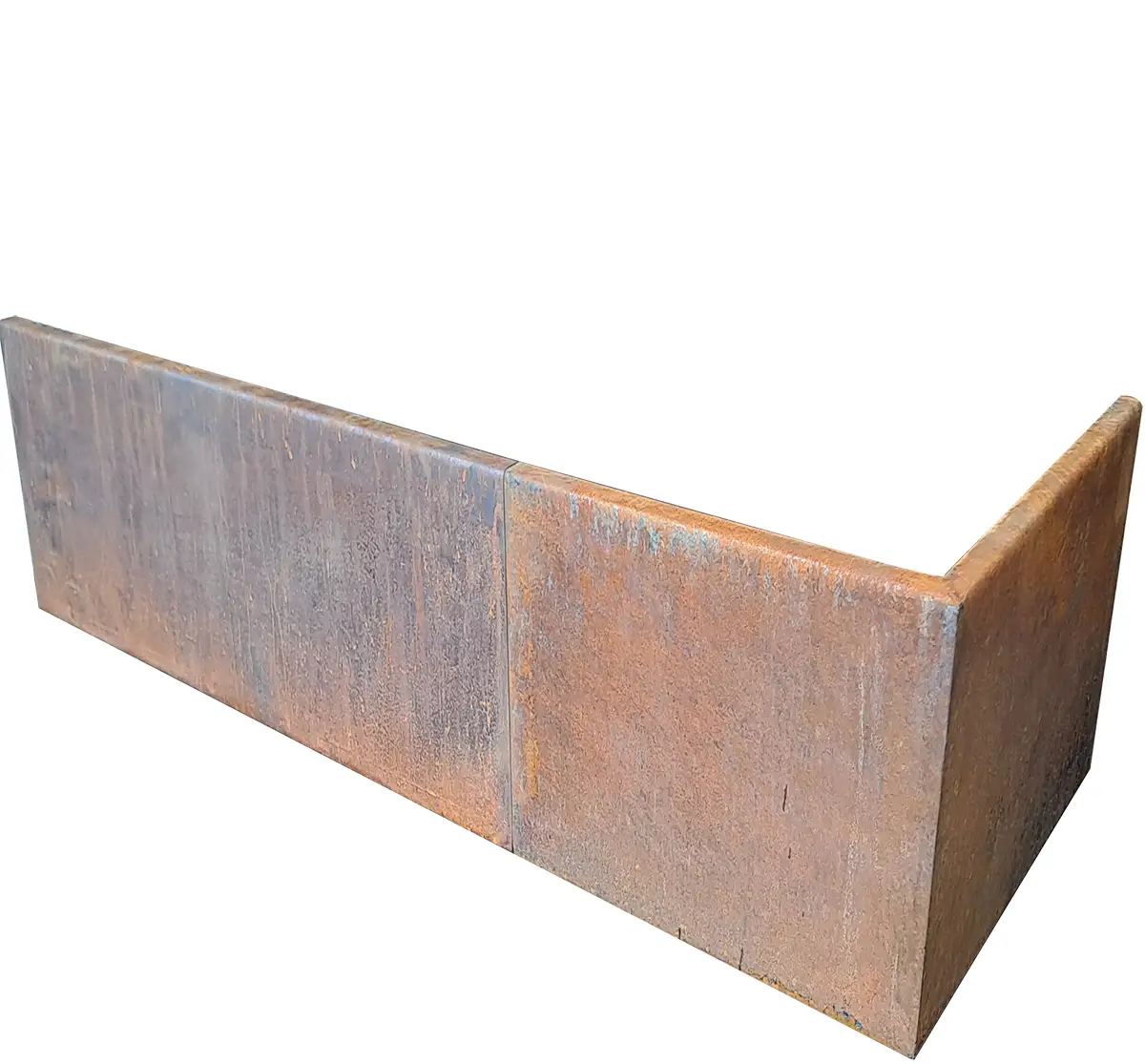 Produktbild Stützmauer aus Cortenstahl in modularer Bauweise, weisser Hintergrund