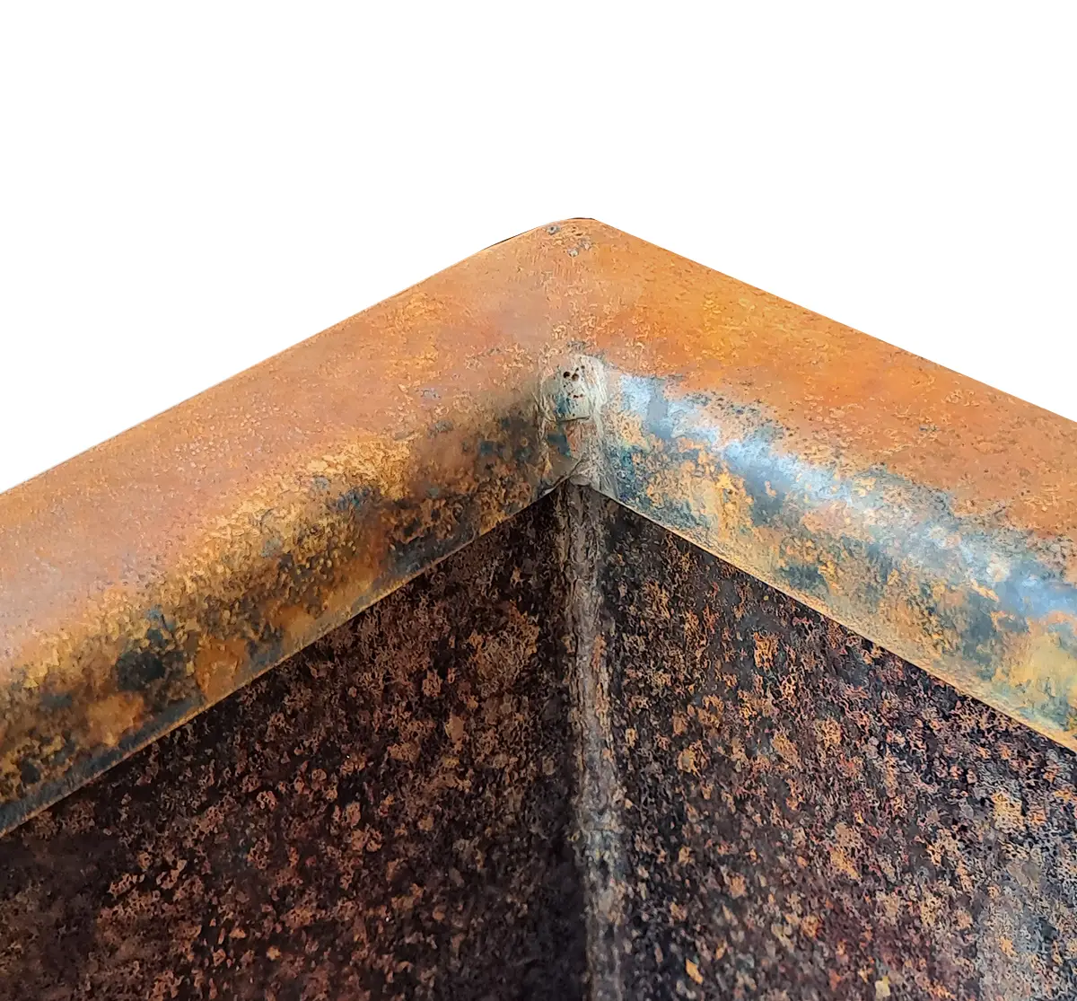 Produktbild Stützmauer aus Cortenstahl in modularer Bauweise, weisser Hintergrund