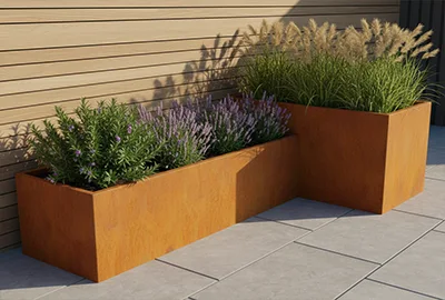 Abgesetztes Cortenstahl Hochbeet